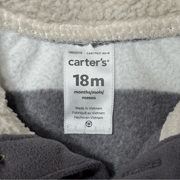 ❤️4 for $20❤️ Carter's Boy Striped Fleece Pullover & Pants Set Size  18M - Picture 5 of 10